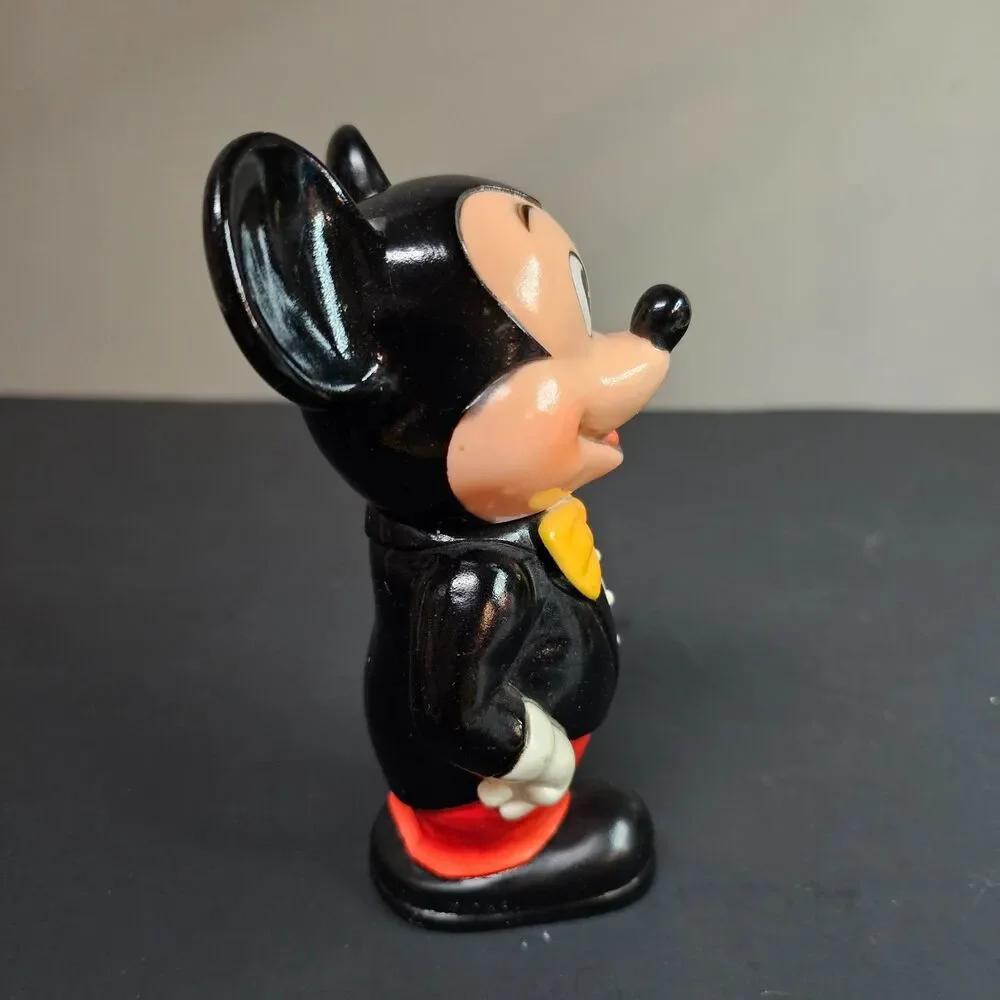 Vtg 1970s Mickey Mouse Coin Bank Walt Disney World Waving Bow Tie 6.25